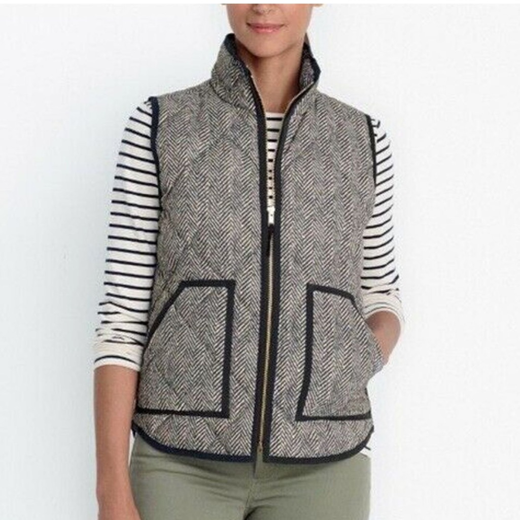 Jcrew Excursion Quilted Herringbone Vest Womens Zip Up Size Xxs